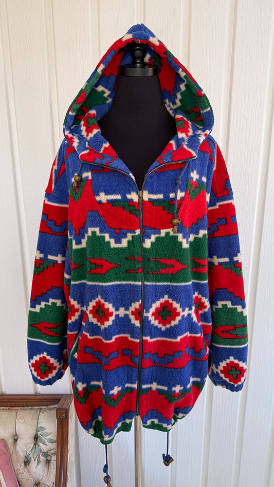 Veste en polar bleu,rouge et vert- x-large