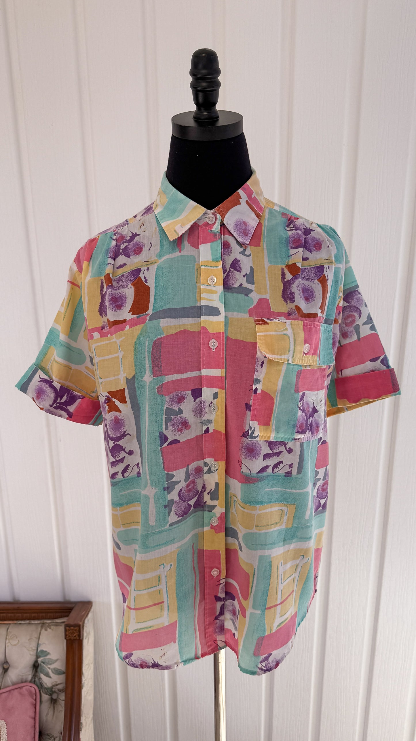 Pastel floral blouse - small