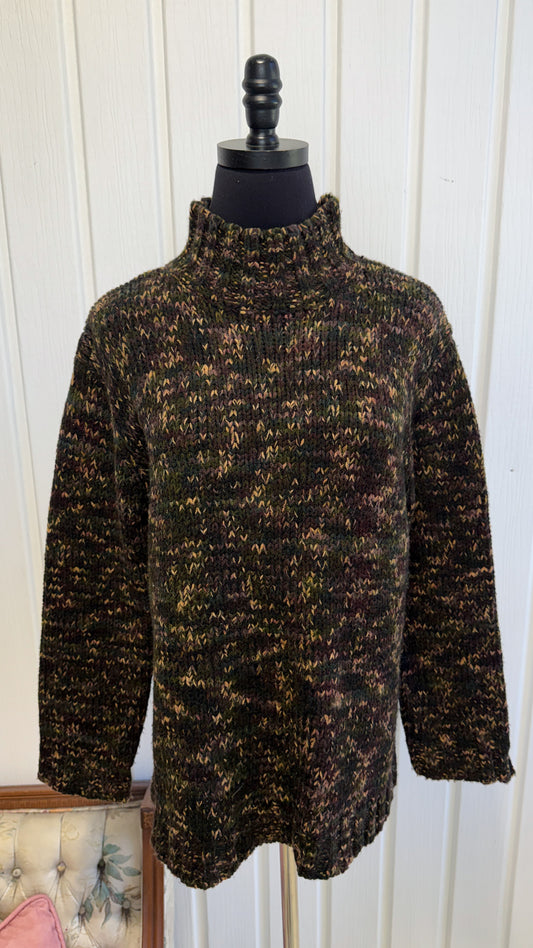 Chandail tricot vert,beige et mauve- large