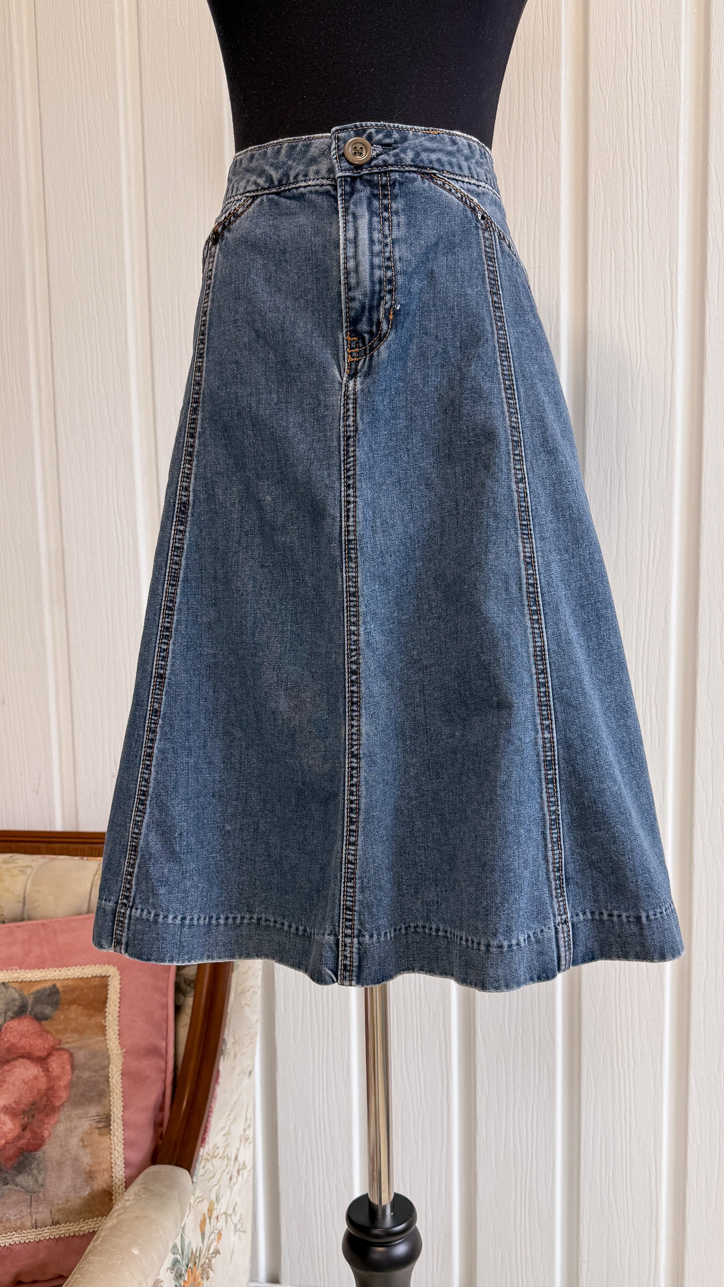 Jupe évasée en denim - Bleu denim clair - FEMME | H&M FR