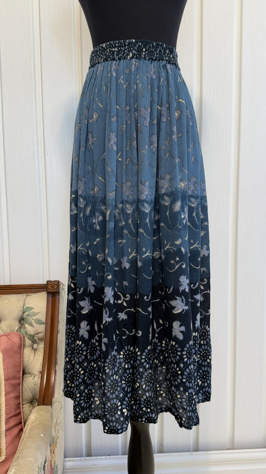 Jupe bleu fleuris - small