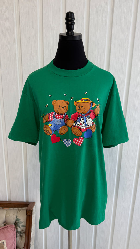 T-shirt vert oursons- large