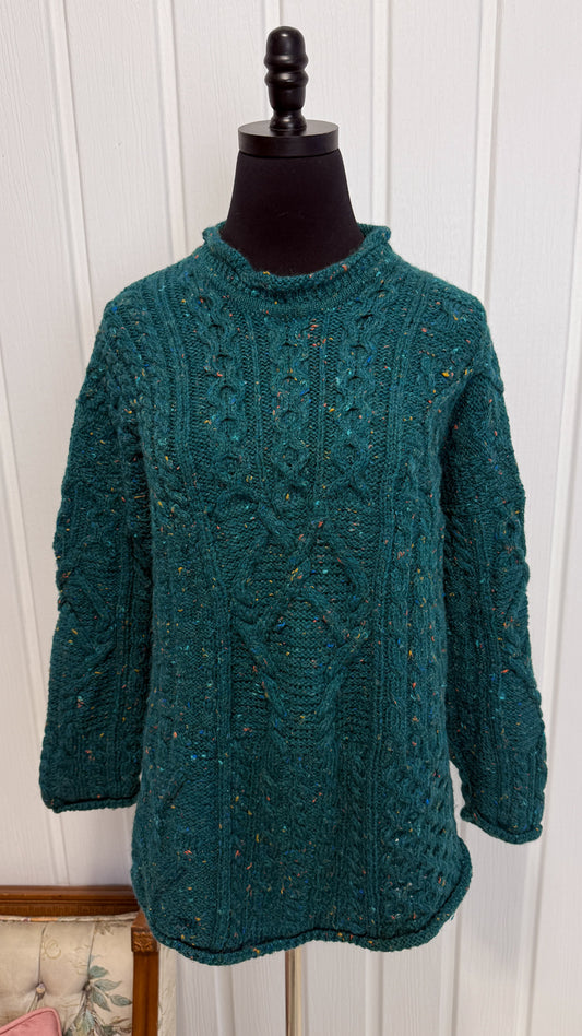 Chandail tricot sarcelle moucheté multicolore -large