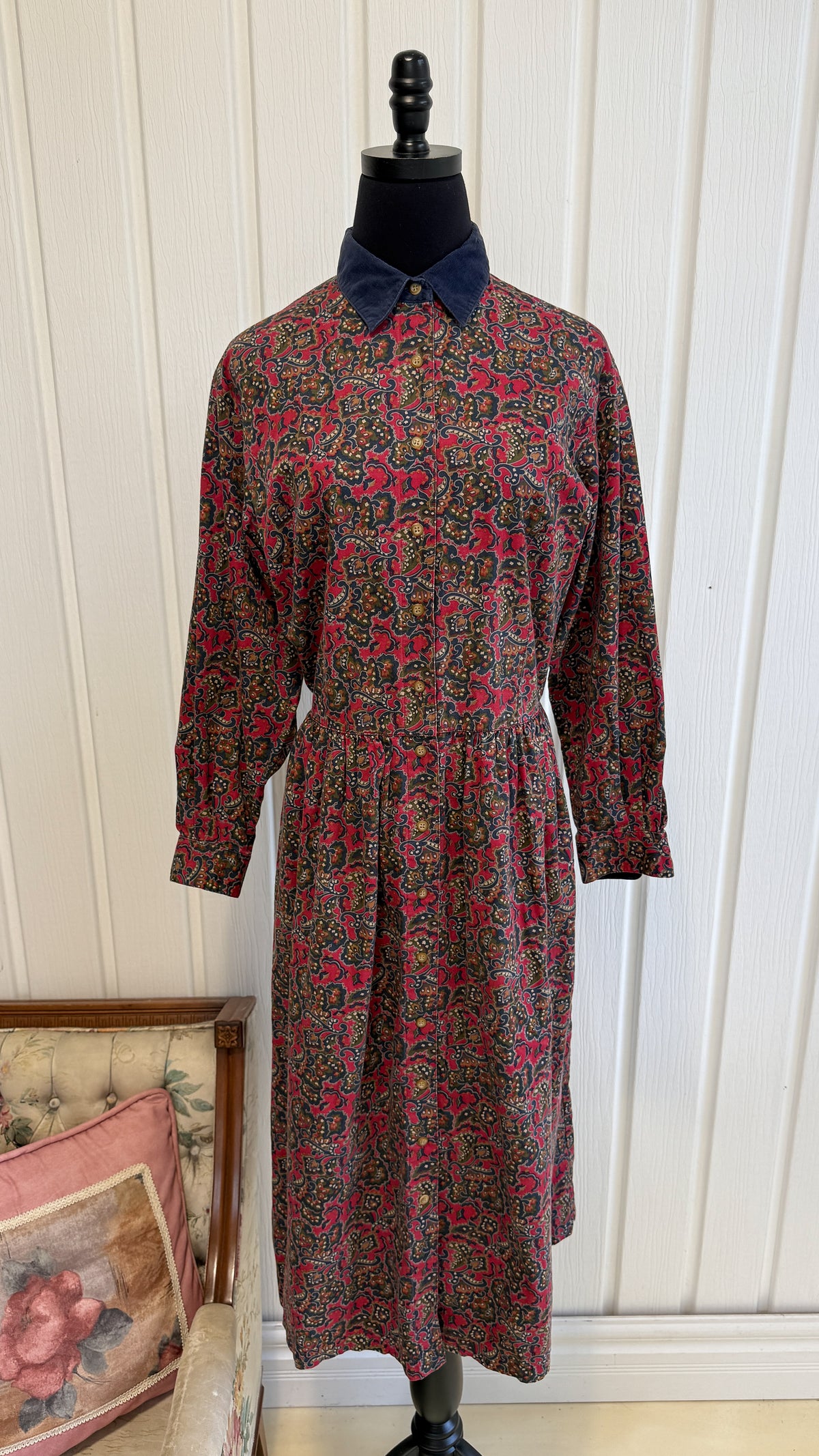 Robe chemisier rouge à motifs- medium