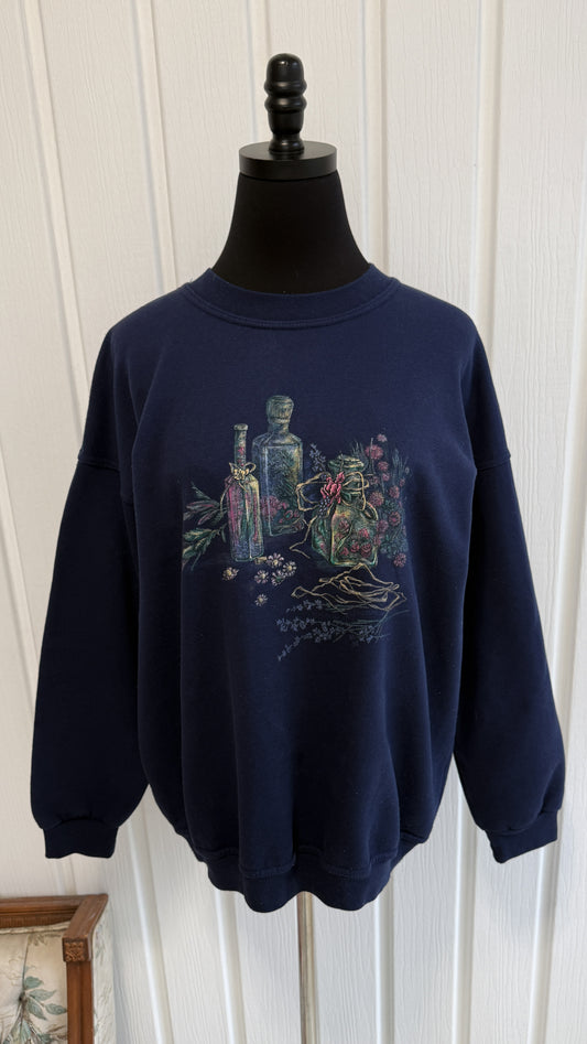 Chandail crewneck marine fleuris- medium