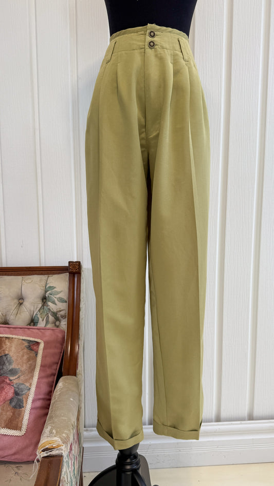 Pantalons vert lime à plis- medium