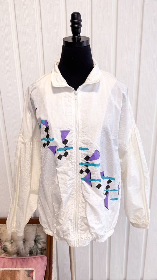White windbreaker coat - large