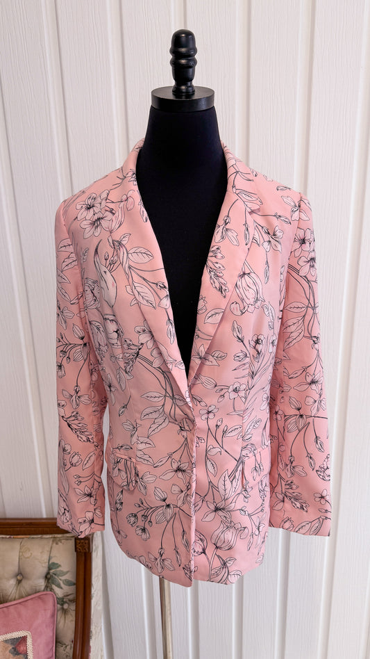 Pink floral blazer - large