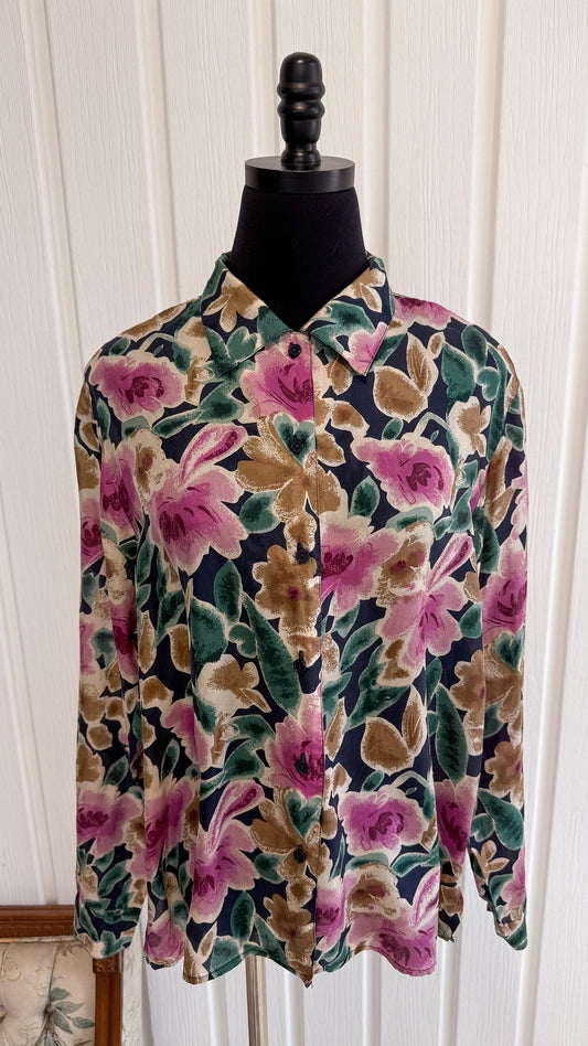 Floral silk blouse - large