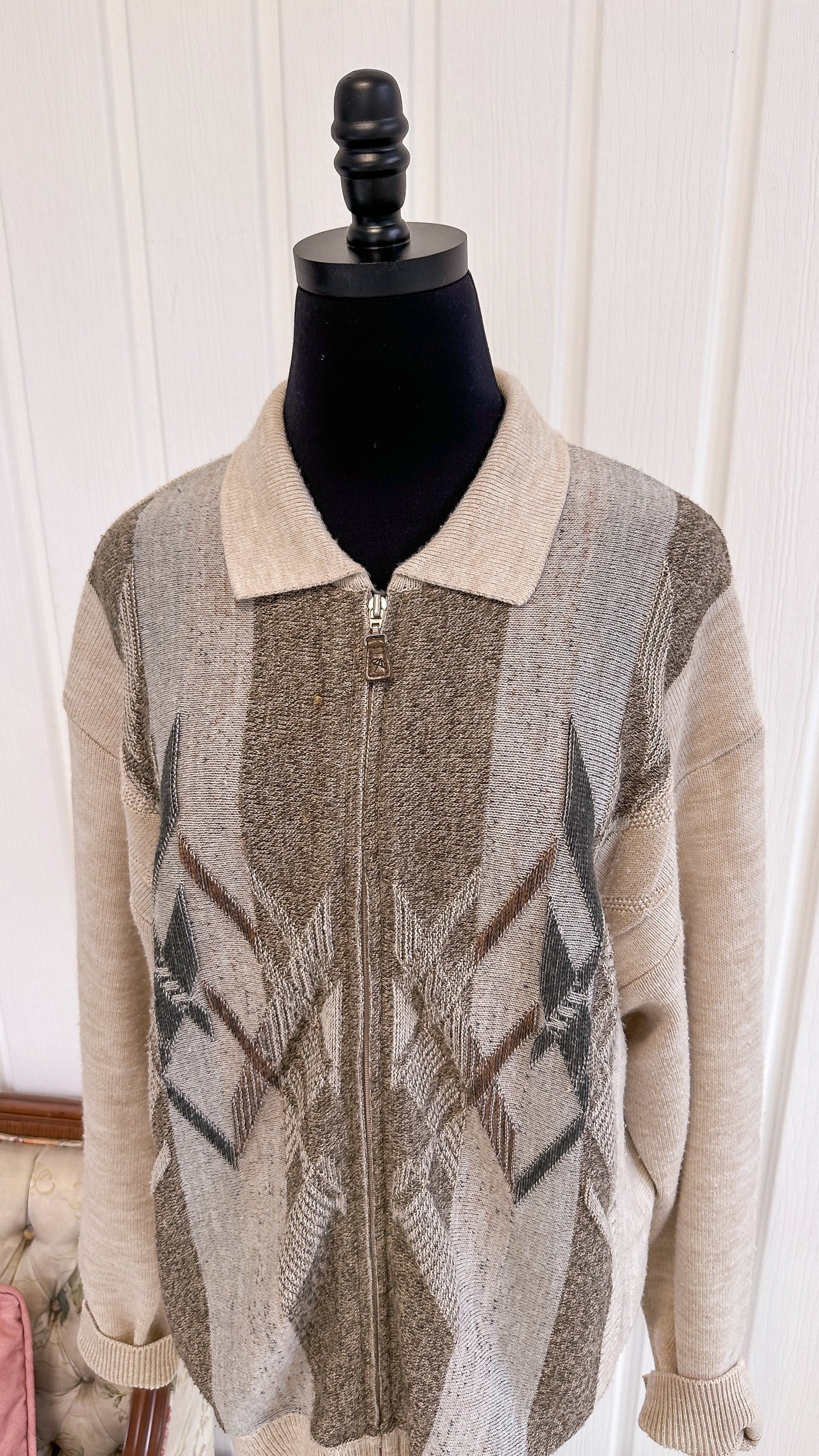 Veste en tricot beige à motifs- large
