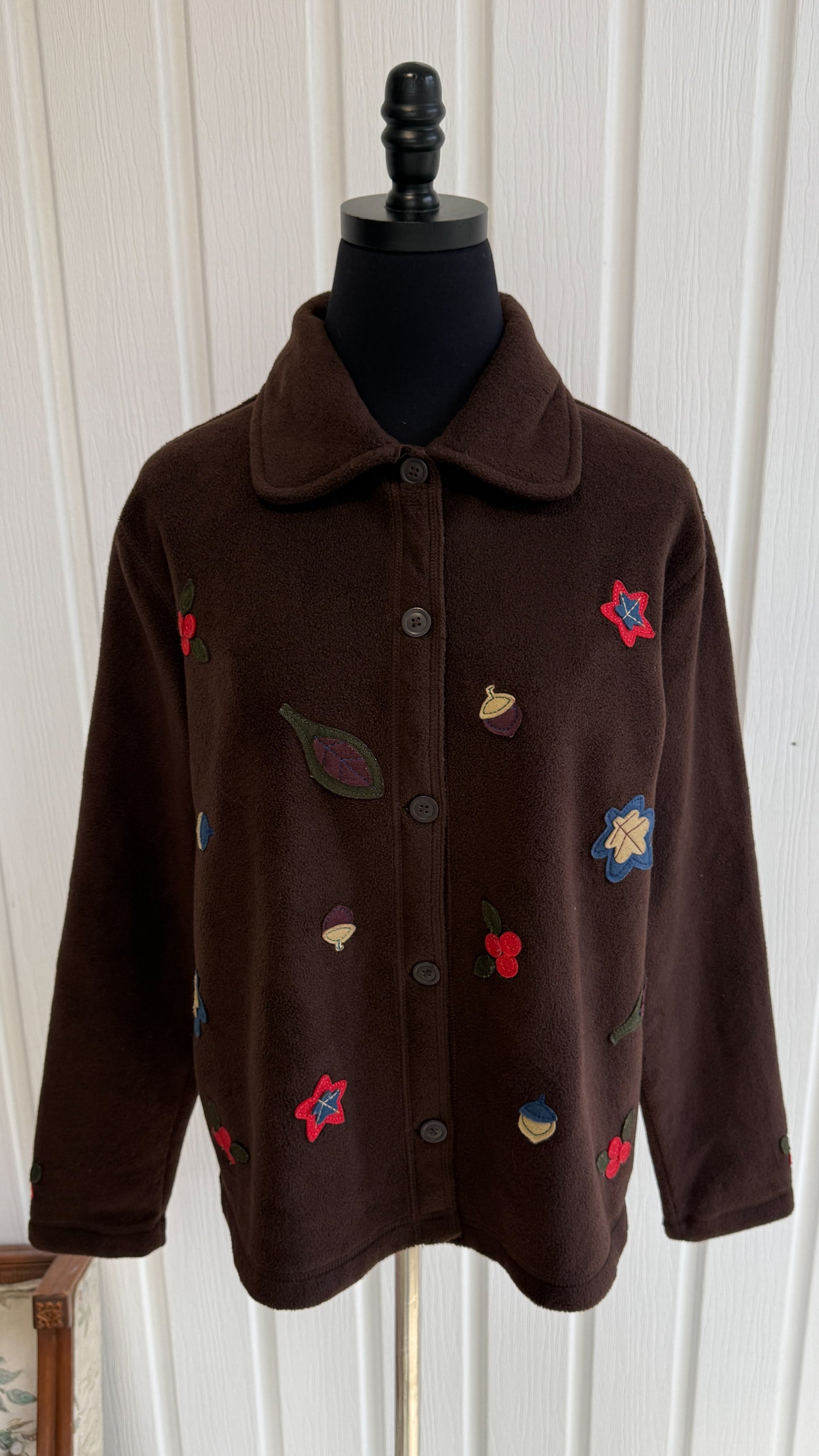 Veste en polar beun feuilles- medium