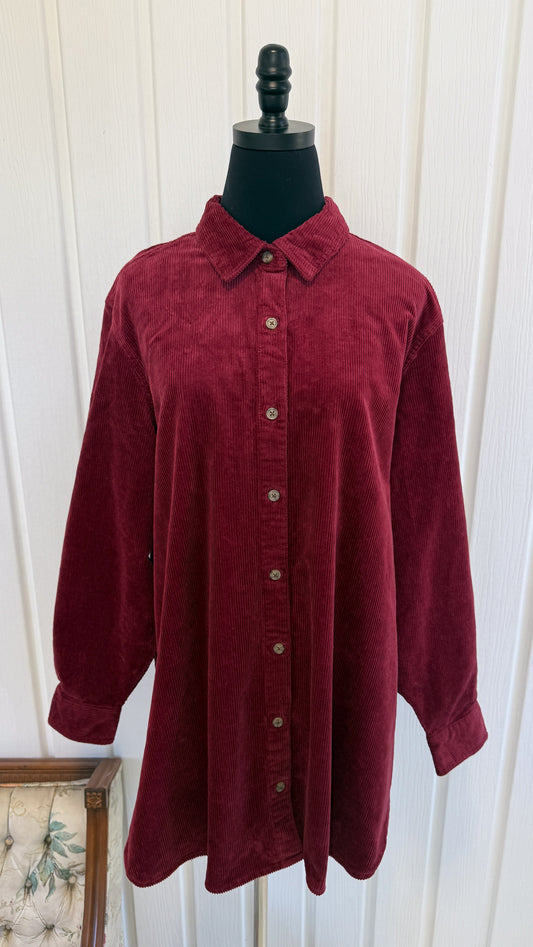 Chemisier/veste en corduroy rouge vin- taille plus