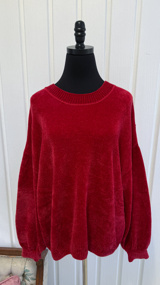Chandail en tricot velours rouge- x-large
