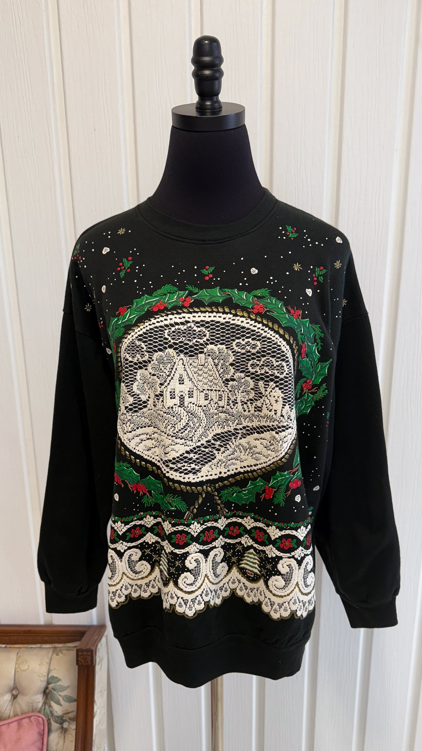 Black Christmas House Crewneck Sweater - Large