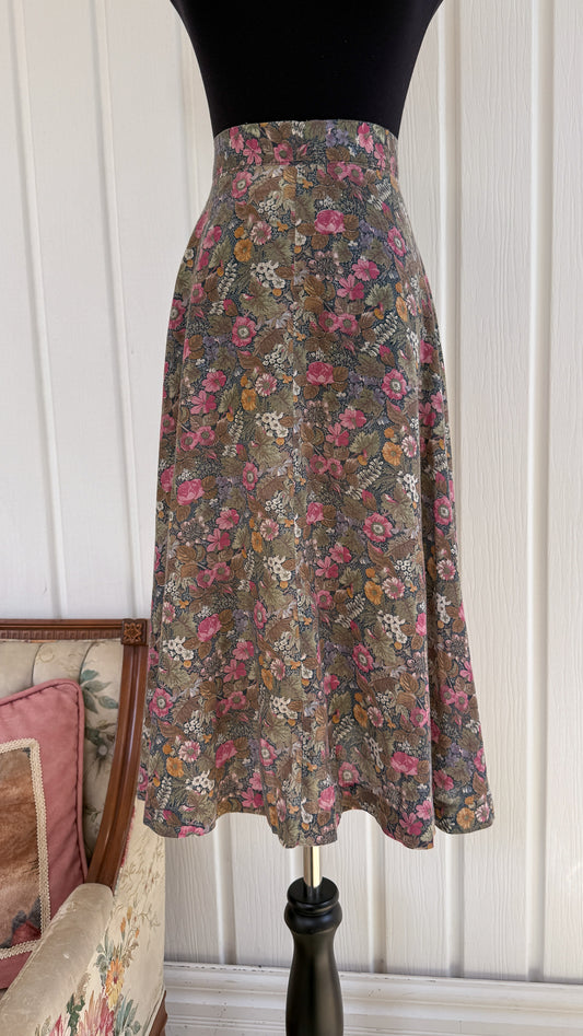 Jupe bleu fleurie rose et jaune- small