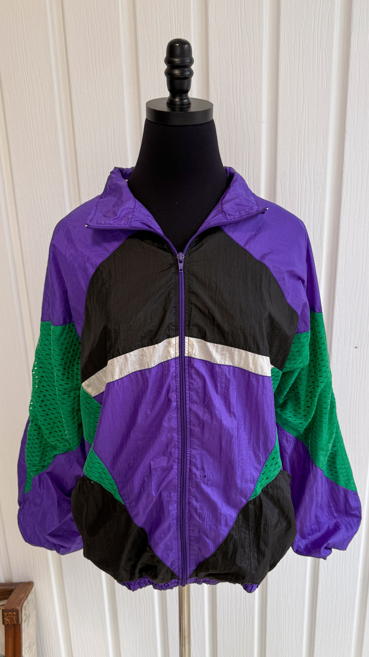 Purple and green windbreaker - large