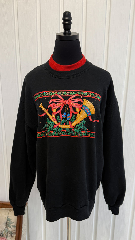 Chandail crewneck noir trompette - medium