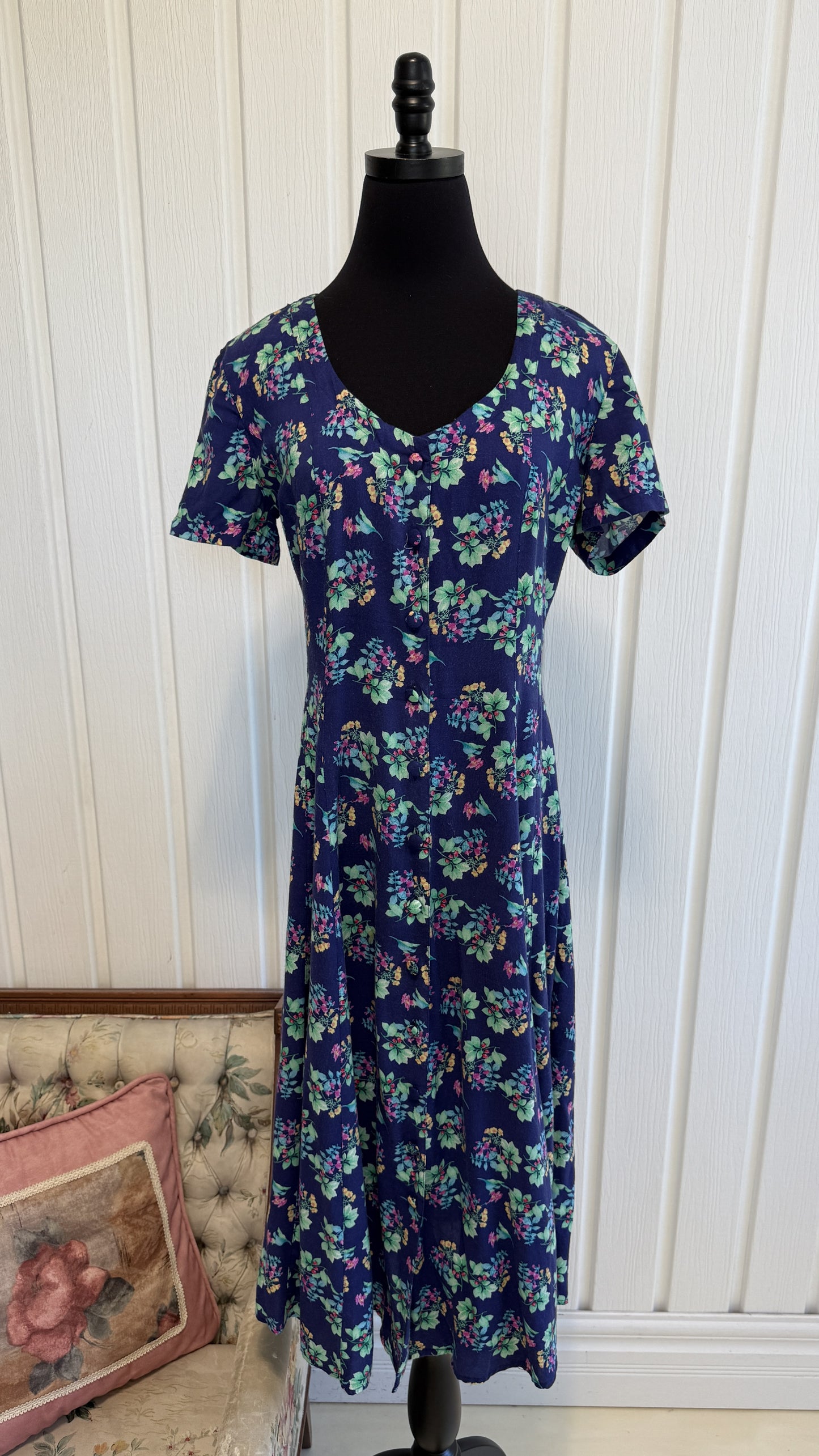 Robe bleu fleurie « dropwaist »- medium