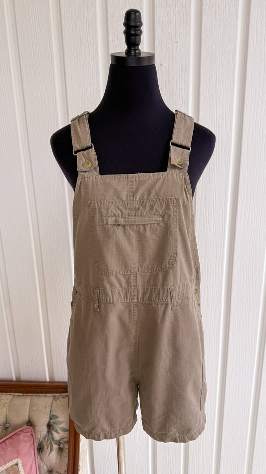 Beige overall shorts - small