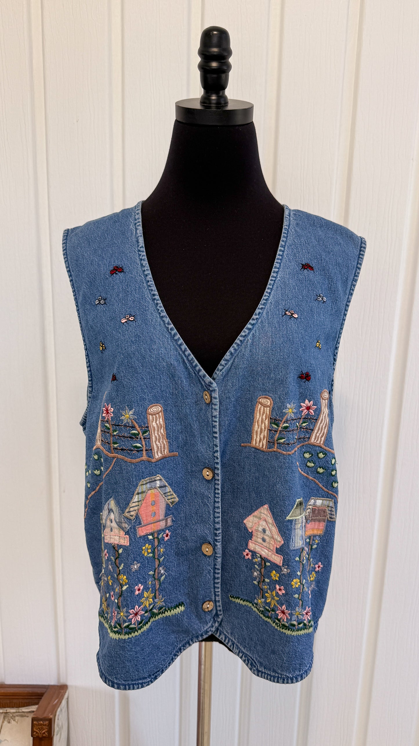 Gilet en denim cabanes oiseaux- large