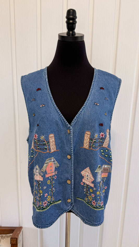 Gilet en denim cabanes oiseaux- large