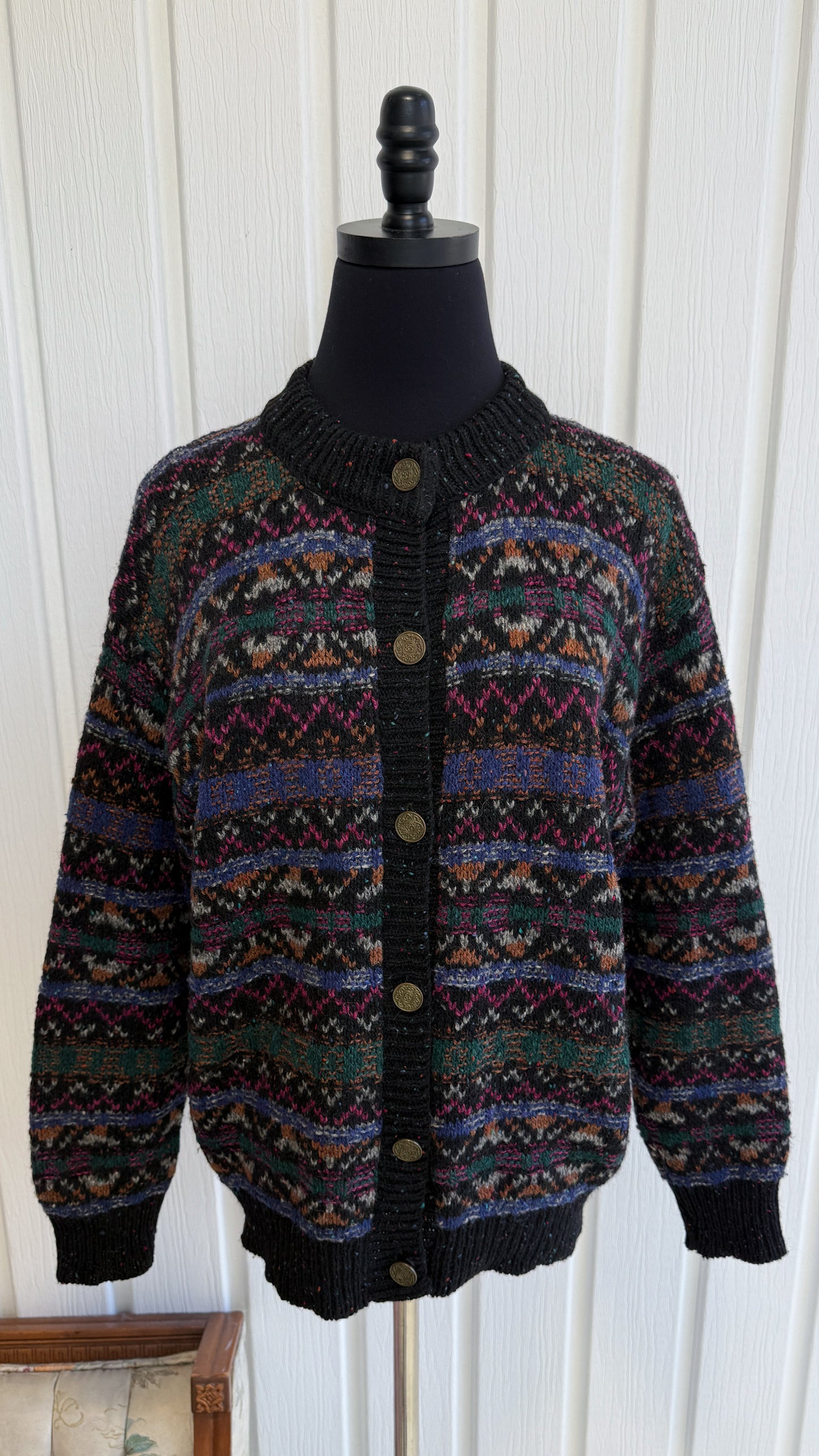 Cardigan tricot en lainage rayé- medium