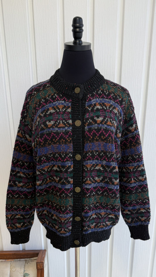 Cardigan tricot en lainage rayé- medium