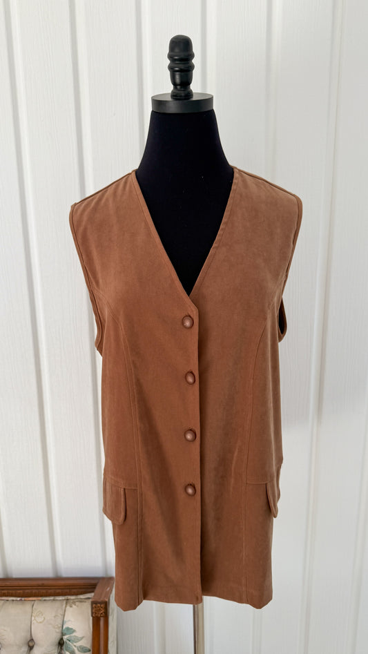 Gilet en faux suède brune- large