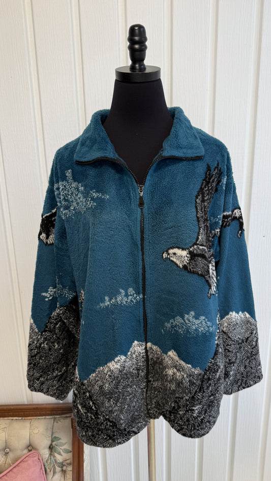 Veste en polar bleu aigles- medium