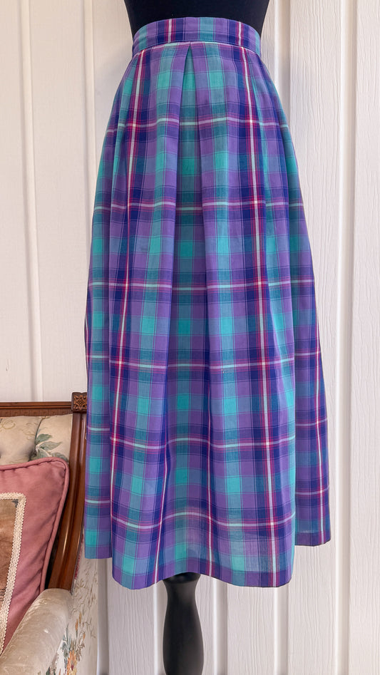 Jupe carreauté bleu et mauve- medium