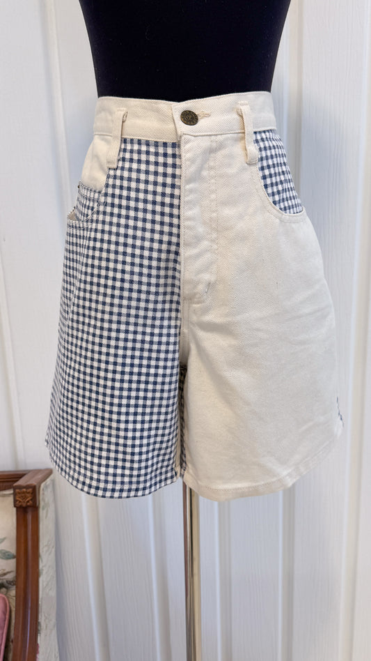 Shorts en jeans blanc carreauté- medium