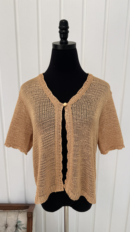 T-shirt en tricot ouvert doré- medium