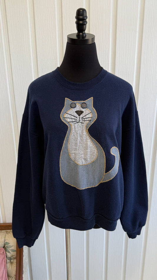 Chandail crewneck marine chat- medium
