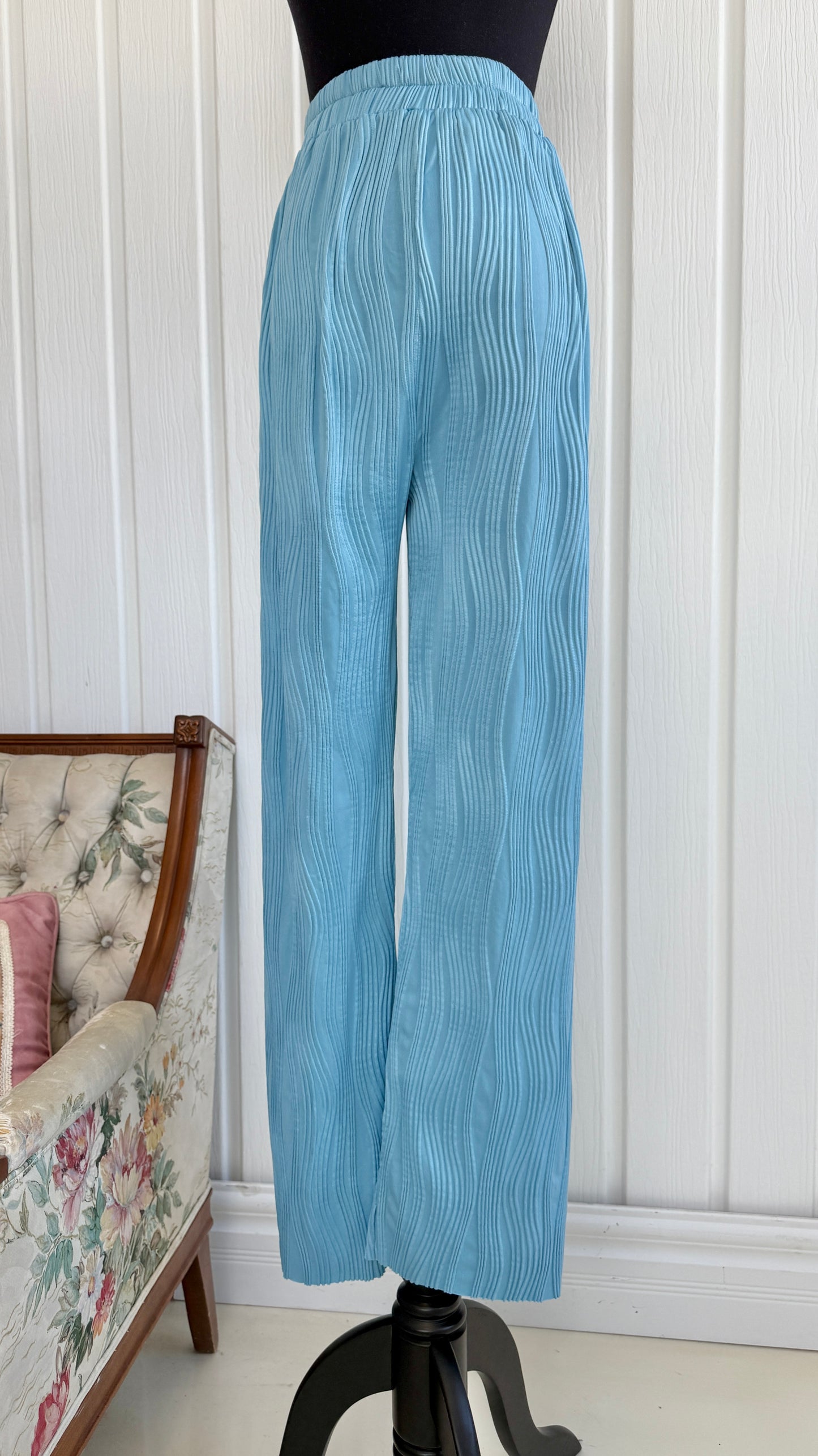 Pantalons bleu ondulés- small