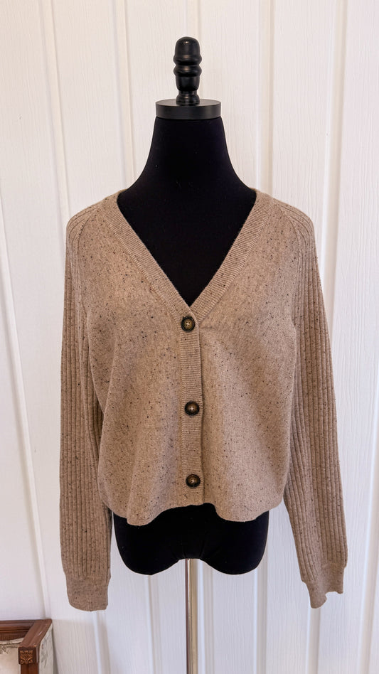Cardigan écourté beige moucheté- small