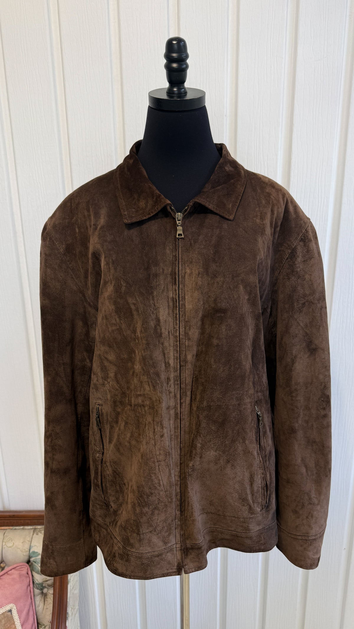 Manteau en suede brun- large