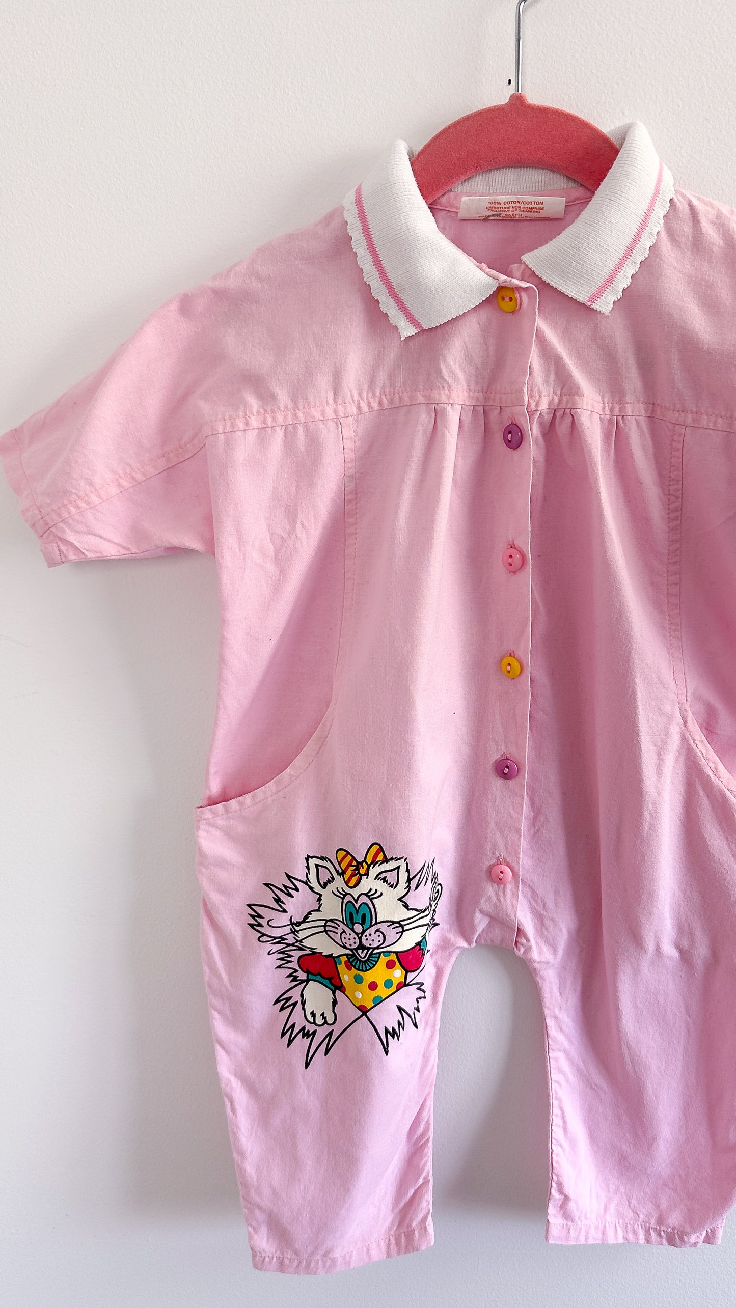 Children-pink “cat” jumpsuit - 12m