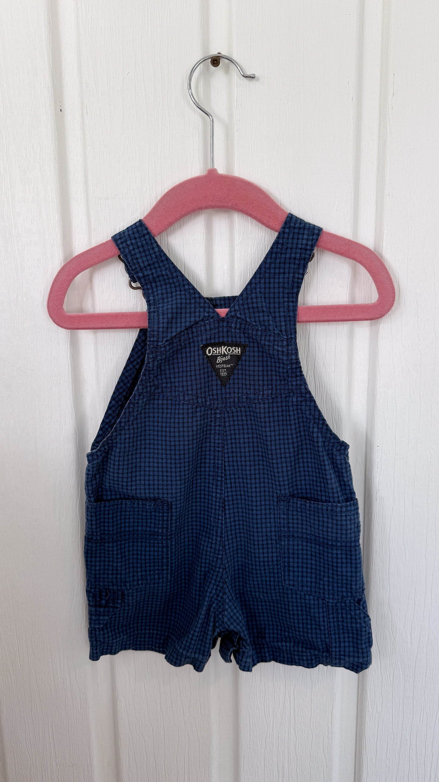 Enfants- salopette-short bleu carreauté Oshkosh- 6m