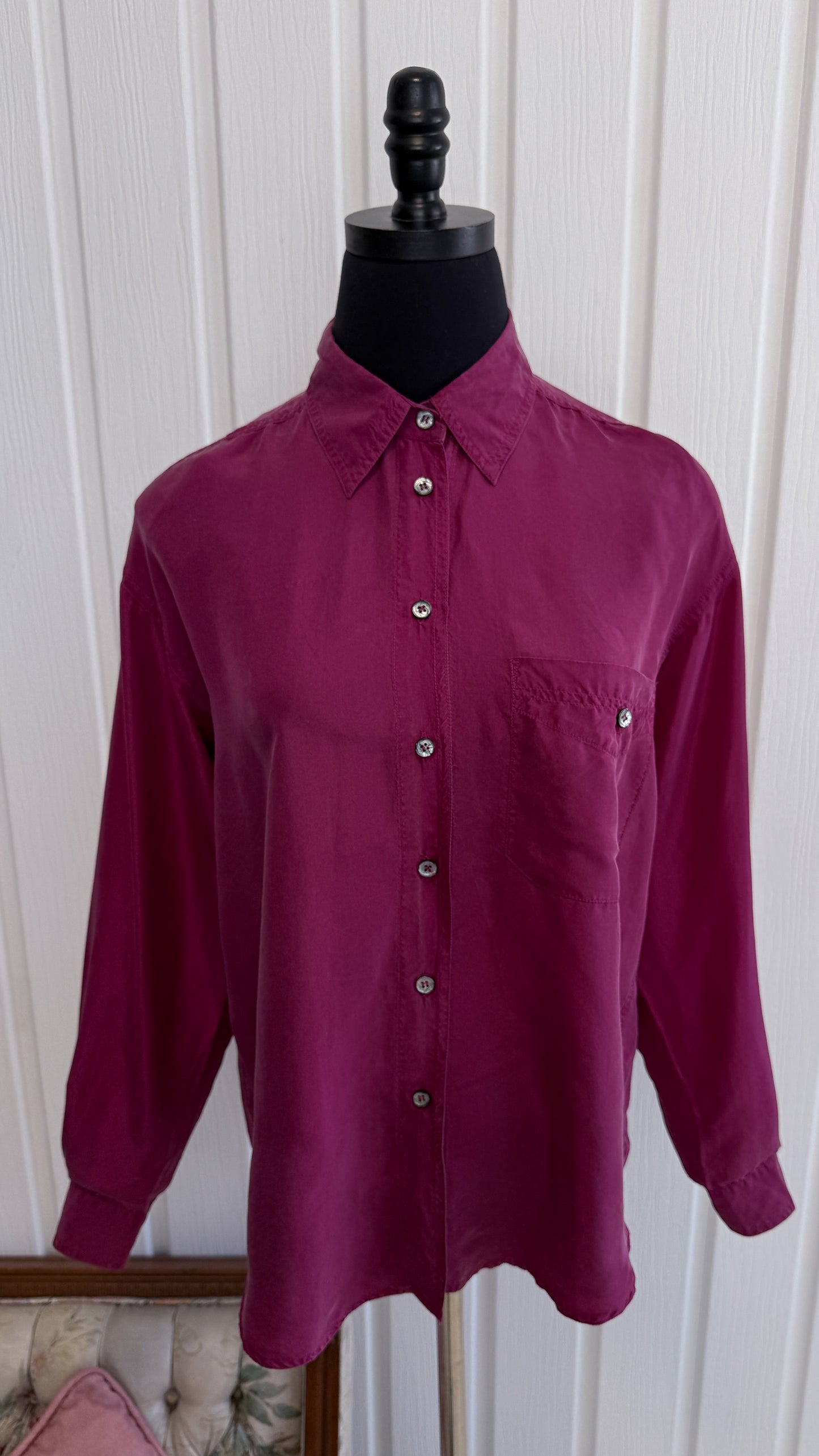 Chemisier en soie framboise- medium