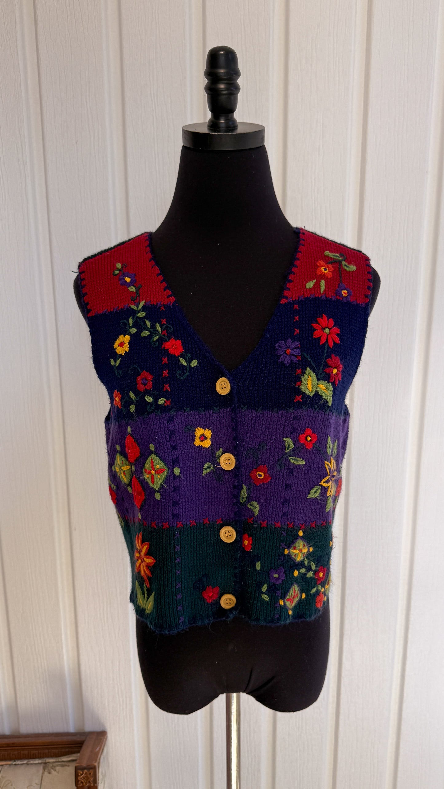 Gilet en tricot fleuris- small
