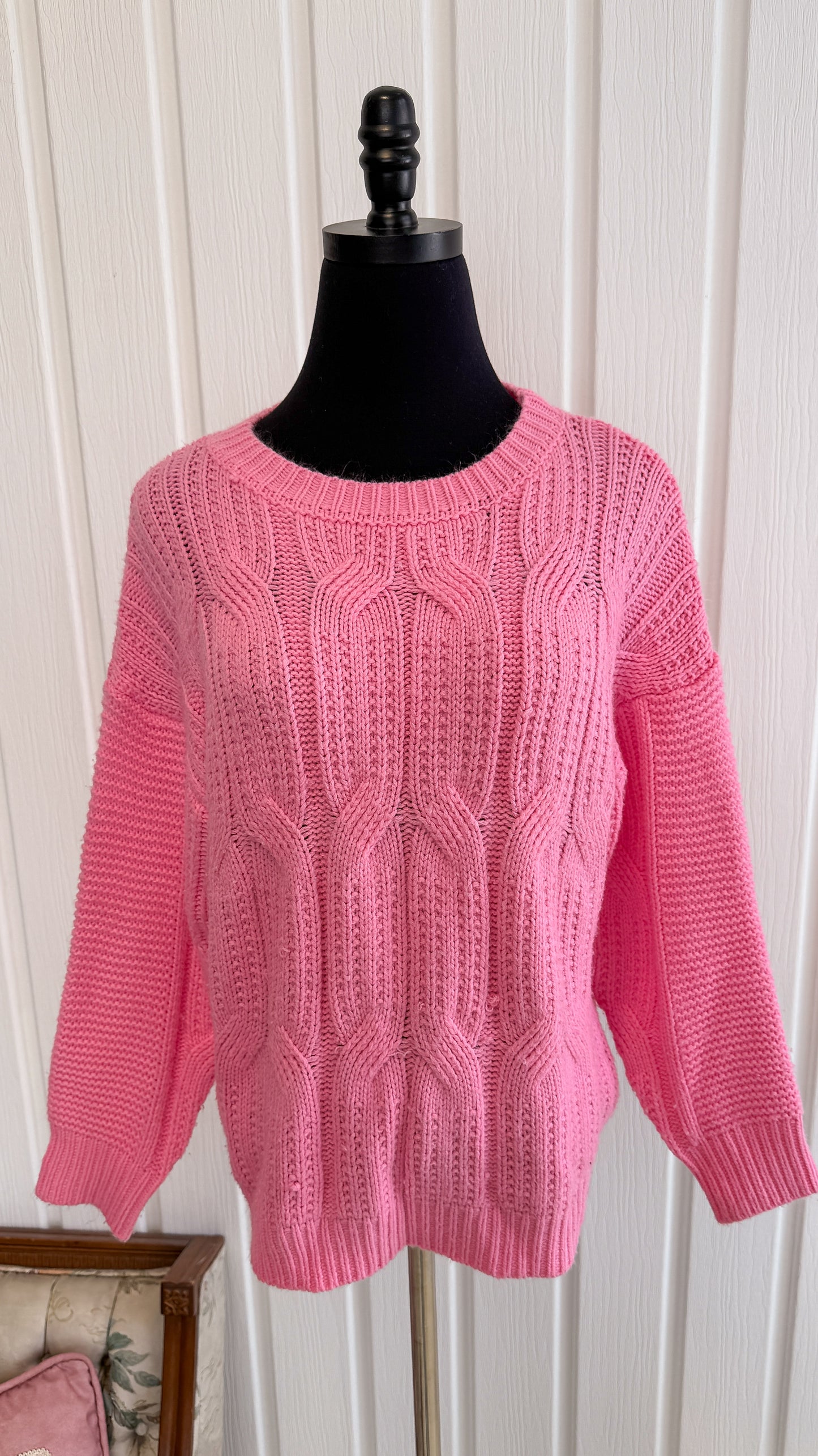 Chandail en tricot rose- small