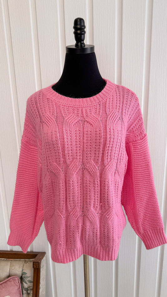 Chandail en tricot rose- small