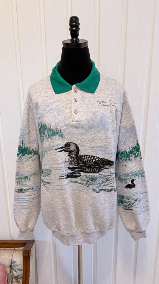Chandail crewneck gris canard- large