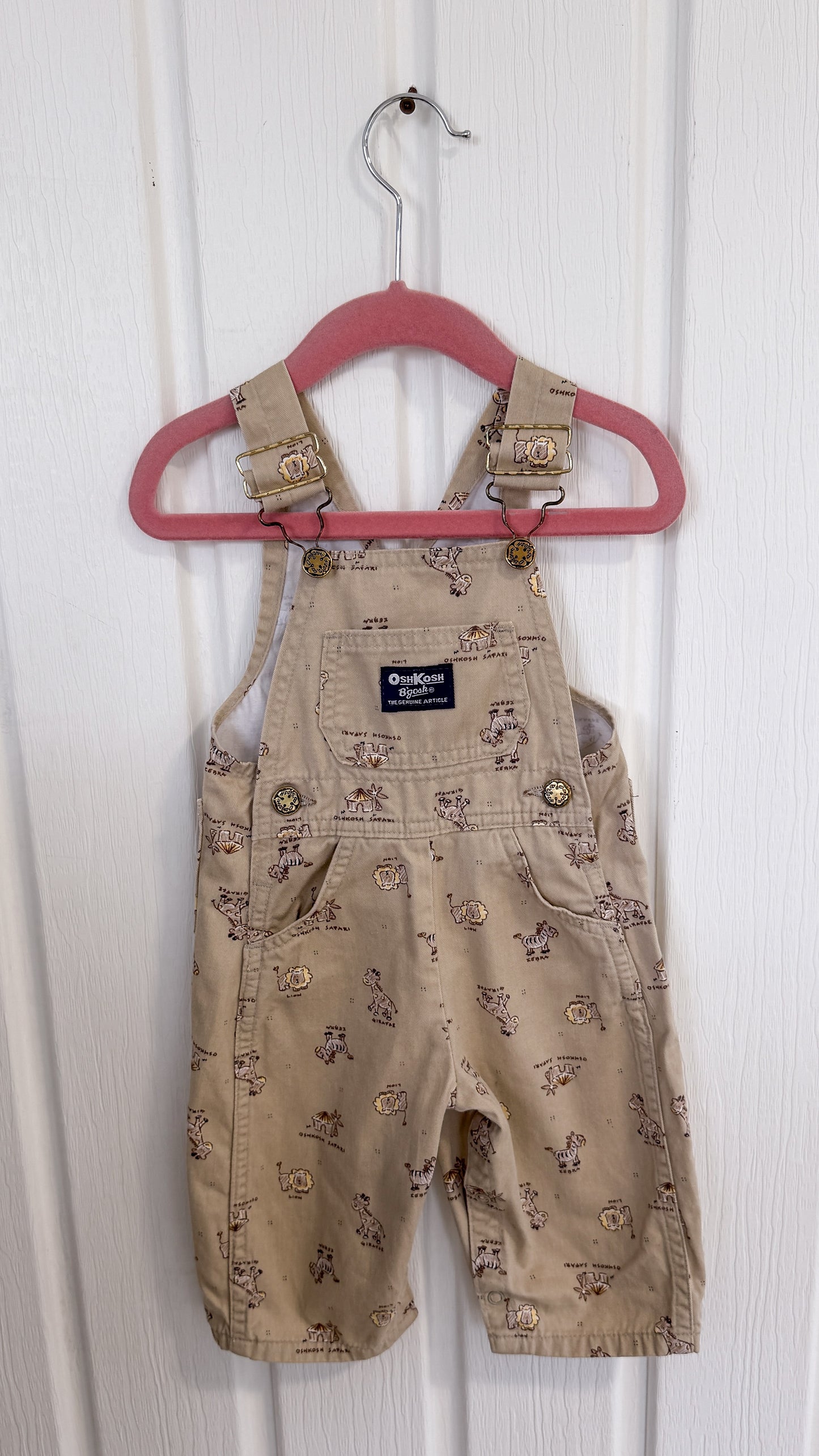 Enfants- salopette beige motifs animaux Oshkosh- 6mois