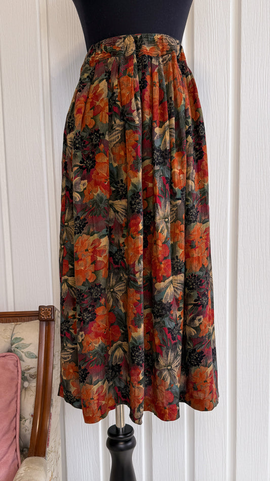 Jupe fleurie orange et vert- medium