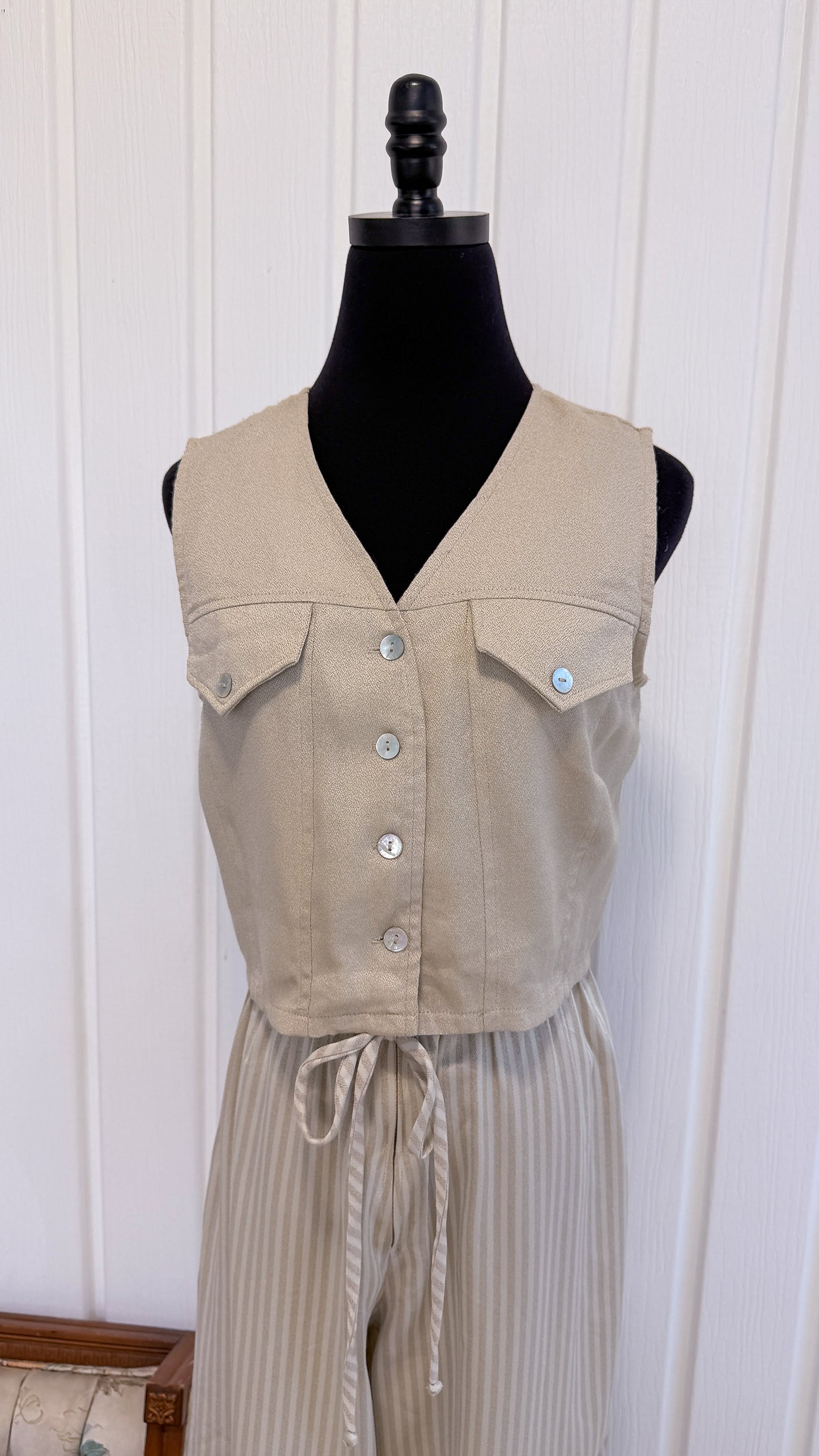 Jumpsuit beige rayé - small