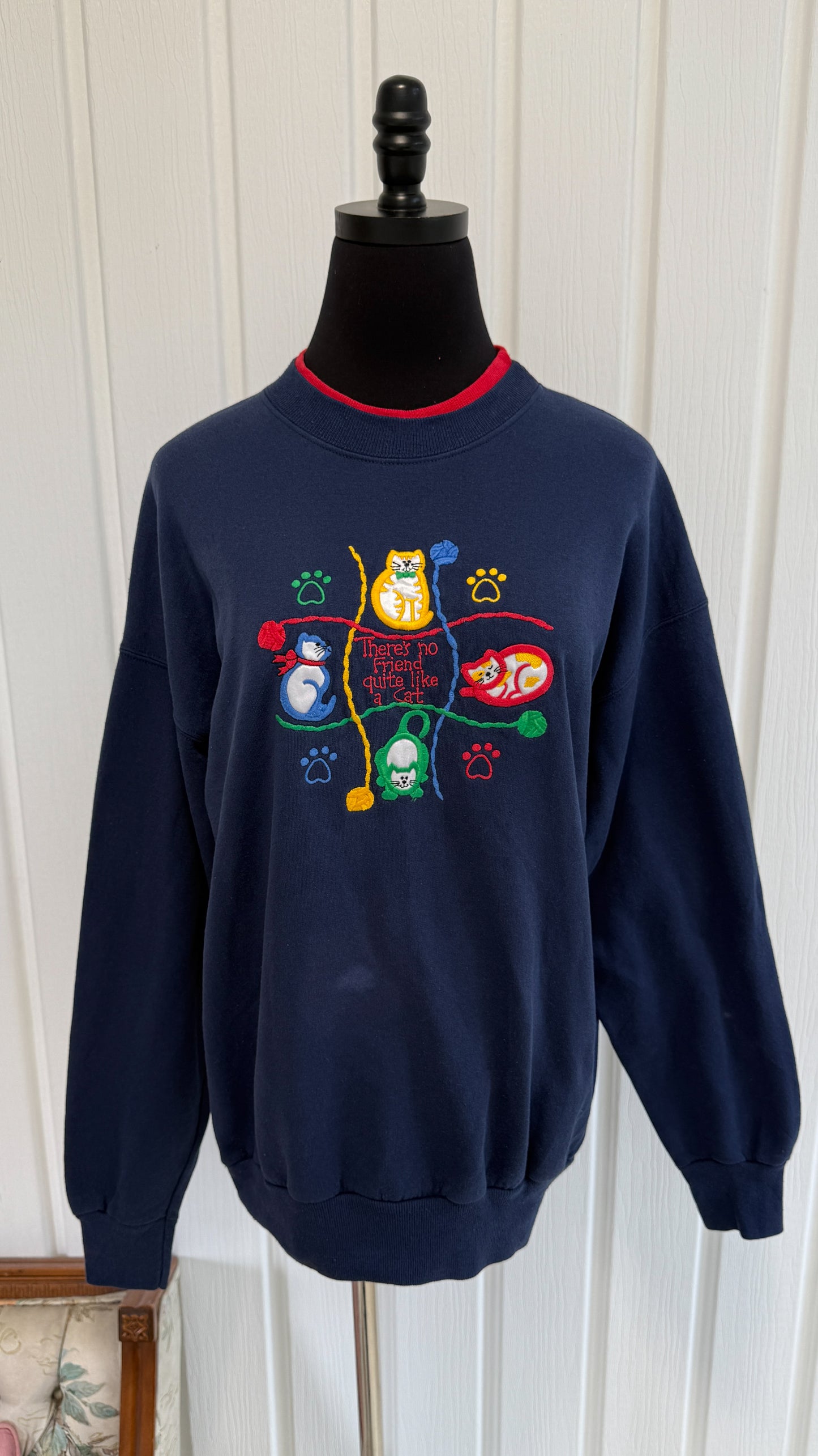 Chandail crewneck marine chats- large