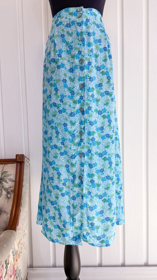 Jupe bleu fleurie - small