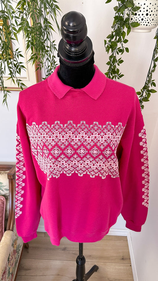 Fuschia pink crewneck sweater - large