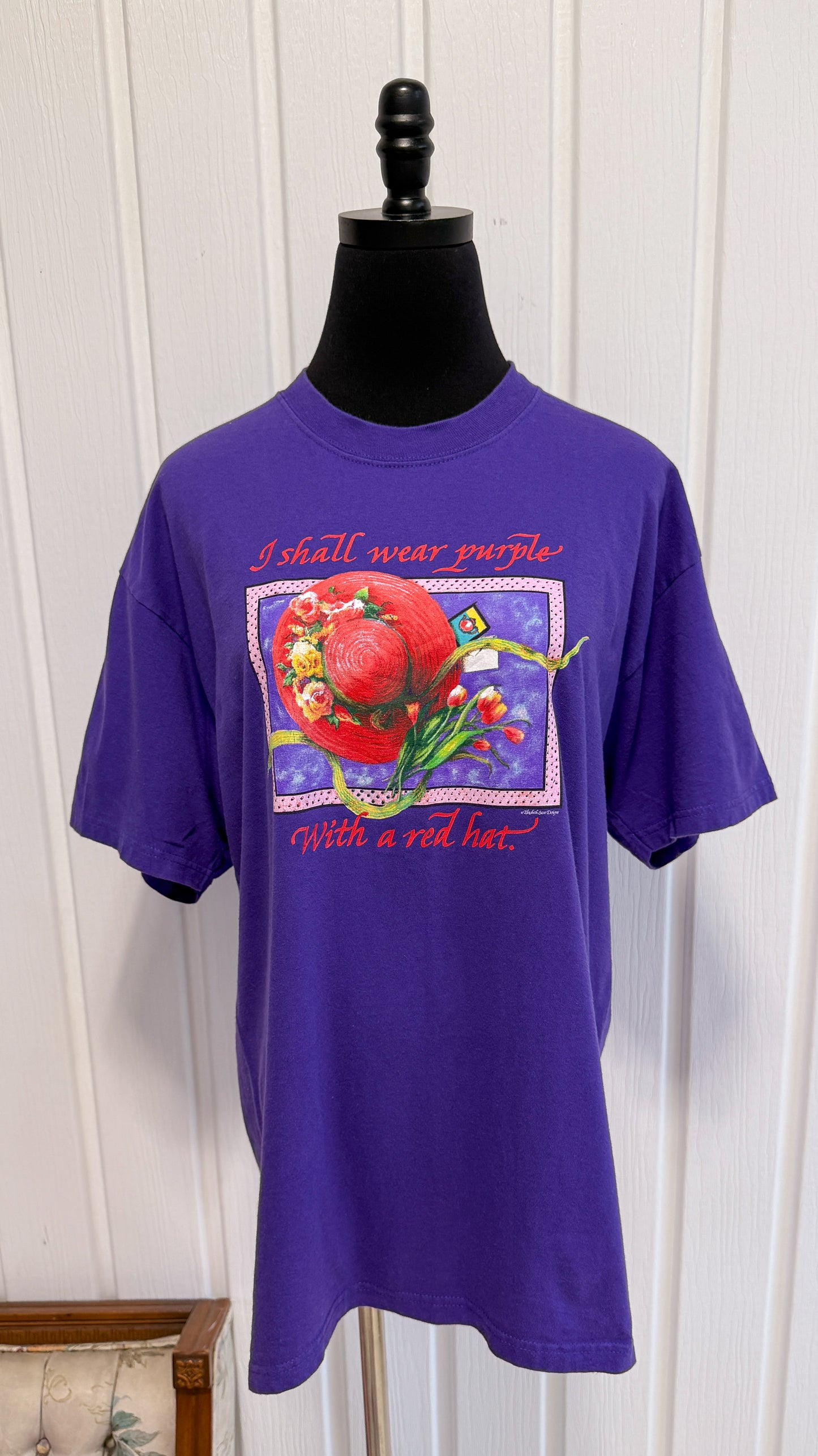 T-shirt mauve à chapeau- large